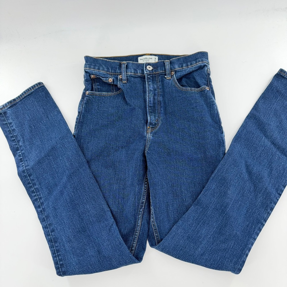 Abercrombie & Fitch Slim Straight Jeans Ultra High Rise Women 28 6L Dark Blue